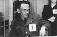 Henry Oliver Rinnan, (1915–1947) fotografert under rettssaken mot ham etter krigen. Han ble dømt til døden og henrettet i februar 1947.