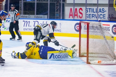 Jacob Lagacé ga Stavanger Oilers ledelsen i 2-1-seieren borte mot Storhamar i serieåpningen. 